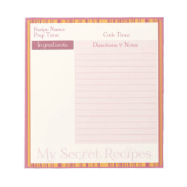 Recipe Blocnote in Warm Roze en Gele Stripe