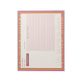 Recipe Blocnote in Warm Roze en Gele Stripe (Linkerzijde)