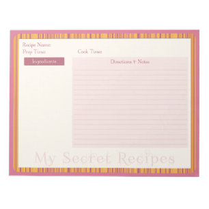 Recipe Blocnote in Warm Roze en Gele Stripe