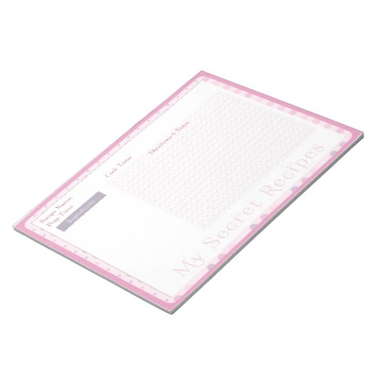 Recipe Blocnote in zoete roze Stippen (Schuin)
