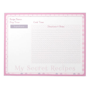 Recipe Blocnote in zoete roze Stippen
