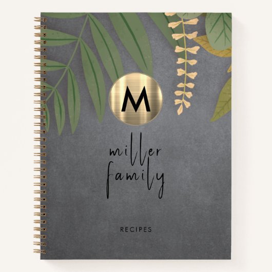 Recipe Book Elegant Chalkboard Greenery Notitieboek (Voorkant)