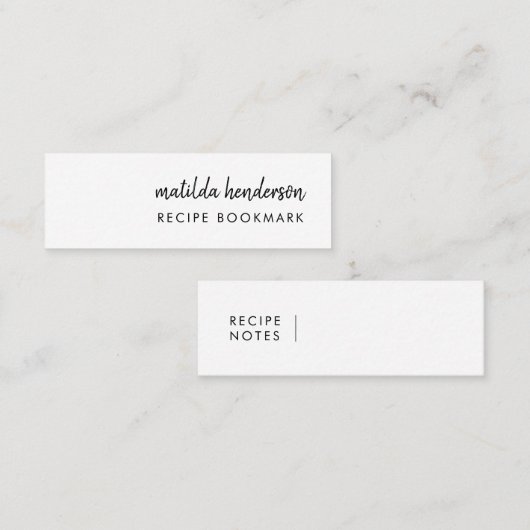 Recipe Book Favorite Recipiite Mini Bladwijzer Car Mini Visitekaartje (Voorkant / Achterkant)