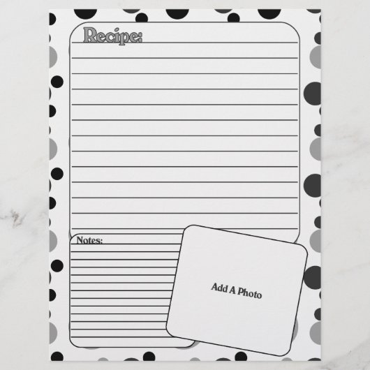 Recipe Book Page (zwart-wit) (Voorkant)