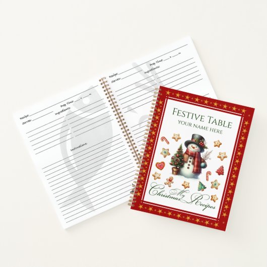 Recipe Book Snowman & Christmas Cookies Red Notitieboek (Binnen)