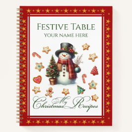 Recipe Book Snowman & Christmas Cookies Red Notitieboek