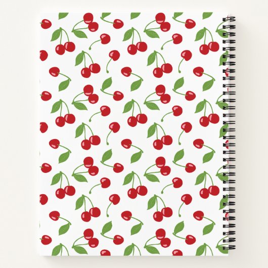 Recipe Book van de moderne Retro Cherries Pattern Notitieboek (Achterkant)