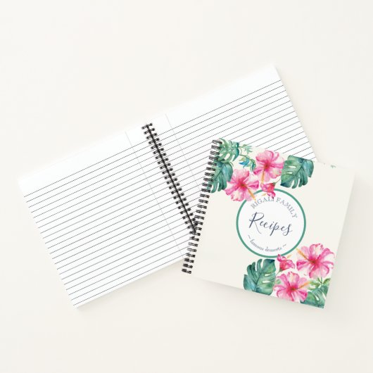 Recipe Books roze Waterverf Flowers Greenery Notitieboek (Binnen)