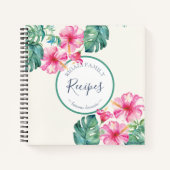Recipe Books roze Waterverf Flowers Greenery Notitieboek (Voorkant)