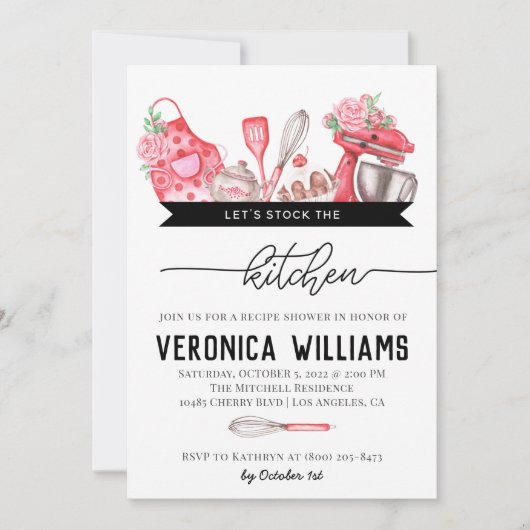 Recipe Bridal Shower Invitation Kaart (Voorkant)