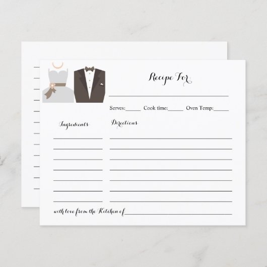 Recipe Card Bride & Groom Vrijgezellenfeest (Voorkant / Achterkant)