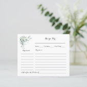 Recipe Card Eucalyptus Greenery Vrijgezellenfeest (Staand voorkant)