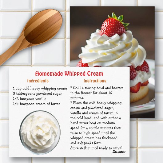 Recipe Card for Homemade Whipped Cream Briefkaart