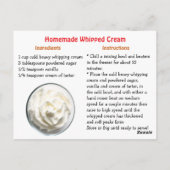 Recipe Card for Homemade Whipped Cream Briefkaart (Achterkant)