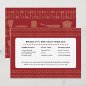 Recipe Card Utils Red Party Invitation Kaart (Voorkant / Achterkant)