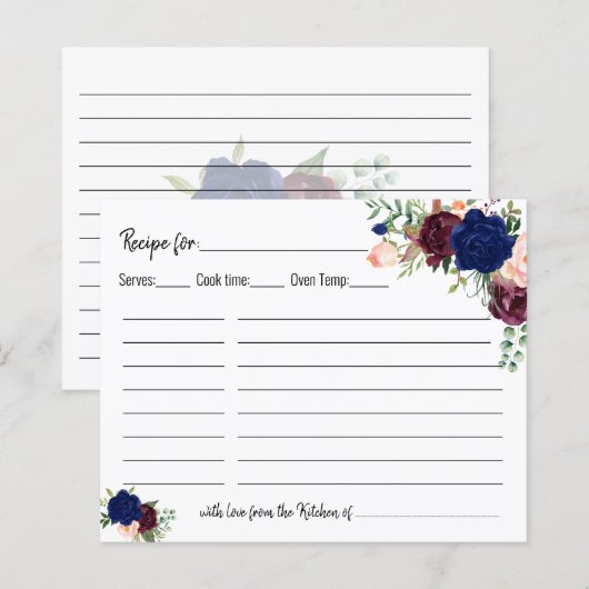 Recipe card vrijgezellenfeest bruiloft floral (Voorkant / Achterkant)