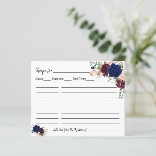 Recipe card vrijgezellenfeest bruiloft floral (Staand voorkant)
