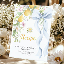 Recipe Cards Bridal Shower | Main Squeeze Lemon Reclamebord Met Voetstuk