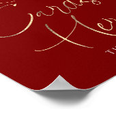 Recipe Cards Red and Gold Bridal Shower Sign Poster (Hoek)