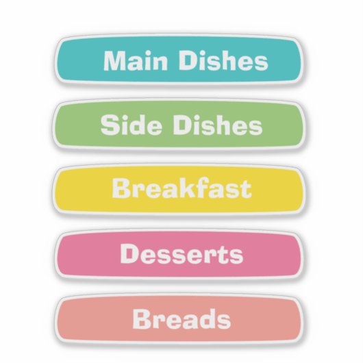 Recipe Category Stickers – Binder Tabs (Voorkant)