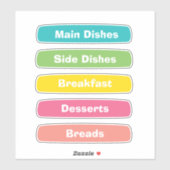 Recipe Category Stickers – Binder Tabs (Vel)