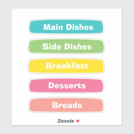Recipe Category Stickers – Binder Tabs (Vel)