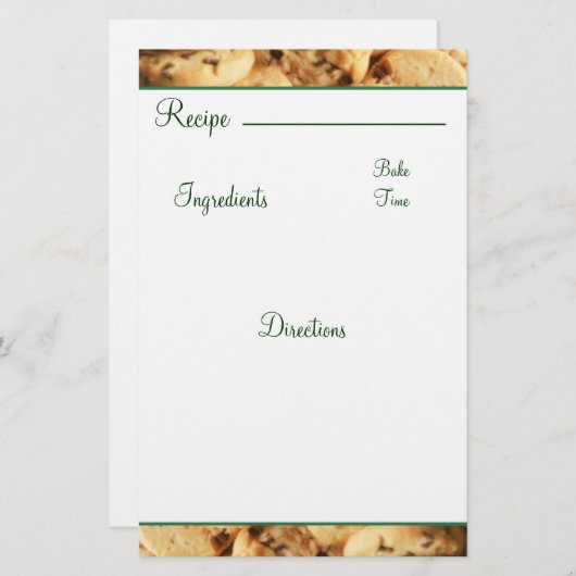Recipe Chocolate Chip Cookie Kaart Briefpapier (Voorkant / Achterkant)