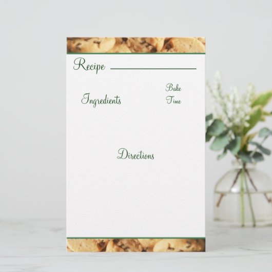 Recipe Chocolate Chip Cookie Kaart Briefpapier (Staand voorkant)