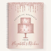 Recipe Cookbook Cake Bakery Roos Gold Glitter Drip Notitieboek (Voorkant)