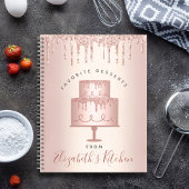 Recipe Cookbook Cake Bakery Roos Gold Glitter Drip Notitieboek