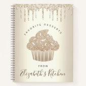 Recipe Cookbook Cupcake Bakery Gold Glitter Driver Notitieboek (Voorkant)