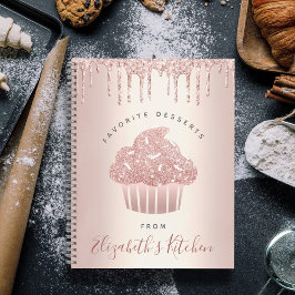 Recipe Cookbook Cupcake Bakery Roos Gold Glitter Notitieboek