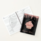 Recipe Cookbook Cupcake Roos Gold Glitter op zwart Notitieboek (Binnen)