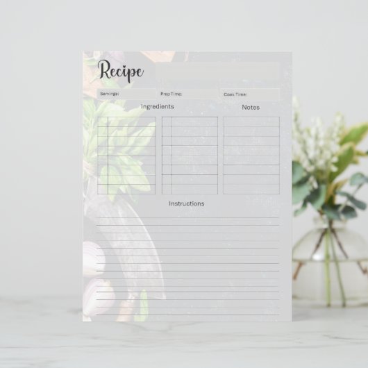 Recipe cookbook page insert (Staand voorkant)