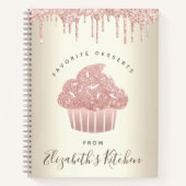 Recipe Cookbook Pink Glitter Cupcake Bakery Gold Notitieboek (Voorkant)