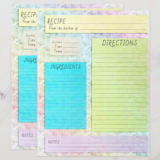 Recipe Cookbook Tussenvoegsel pasta (Voorkant / Achterkant)