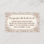 Recipe For Bride Floral Brown Handwritten Informatiekaartje (Voorkant)