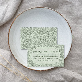 Recipe For Bride Floral Sage Green Handwritten Informatiekaartje