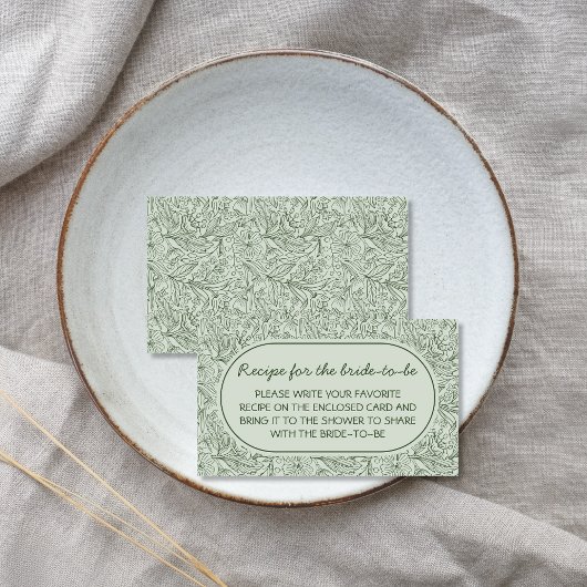 Recipe For Bride Floral Sage Green Handwritten Informatiekaartje
