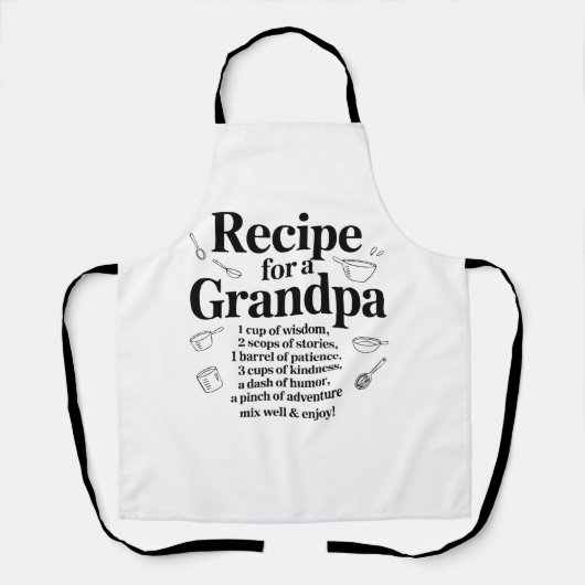 Recipe for Grandpa Kitchen Wisdom, Kindness Humor Schort (Voorkant)