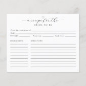 Recipe for the Bride Card | Minimal Bridal Shower (Voorkant)