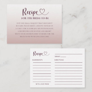 Recipe for the Bride Modern Rose Gold Enclosure C Informatiekaartje