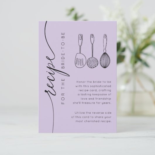 Recipe For the Bride Purple Bridal Shower Informatiekaartje (Staand voorkant)