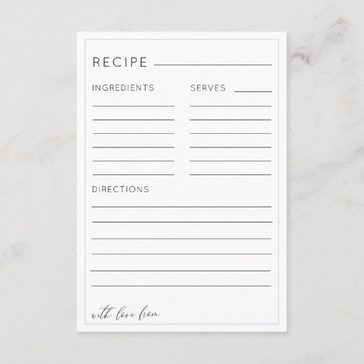 Recipe For the Bride Purple Bridal Shower Informatiekaartje (Achterkant)