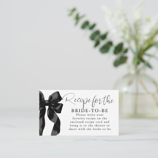Recipe for the bride-to-be Black Bow Request Informatiekaartje (Staand voorkant)