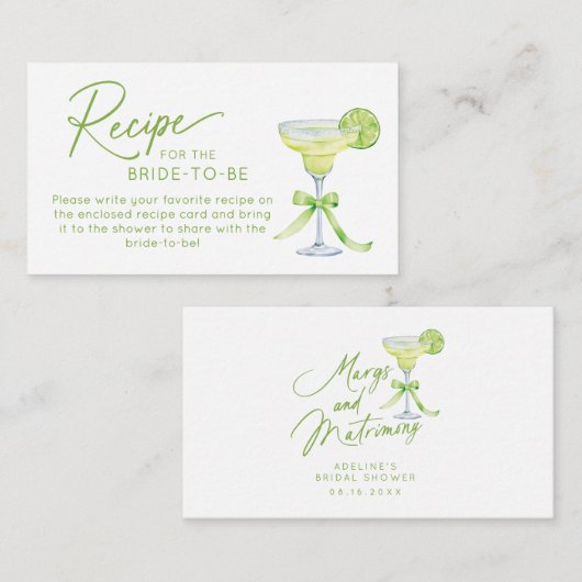 Recipe for the Bride to Be Enclosure Card Informatiekaartje (Voorkant / Achterkant)