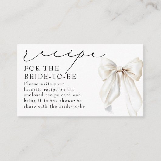 Recipe for the bride-to-be White Bow Request  Informatiekaartje (Voorkant)