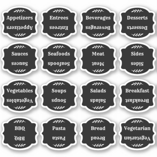 Recipe Index Divider Side Tab Black Foldable Sticker (Voorkant)