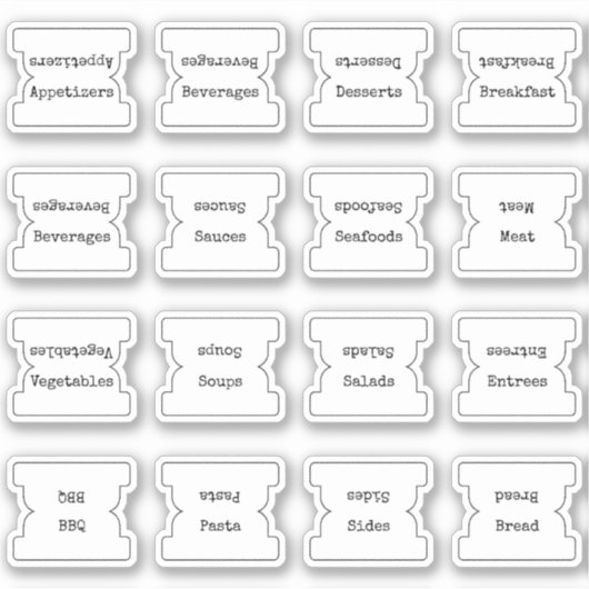 Recipe Index Divider Side Tab White Folding Sticker (Voorkant)