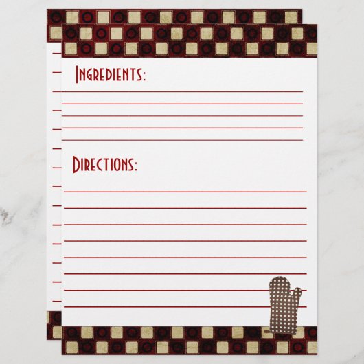 Recipe Kaart (Voorkant / Achterkant)
